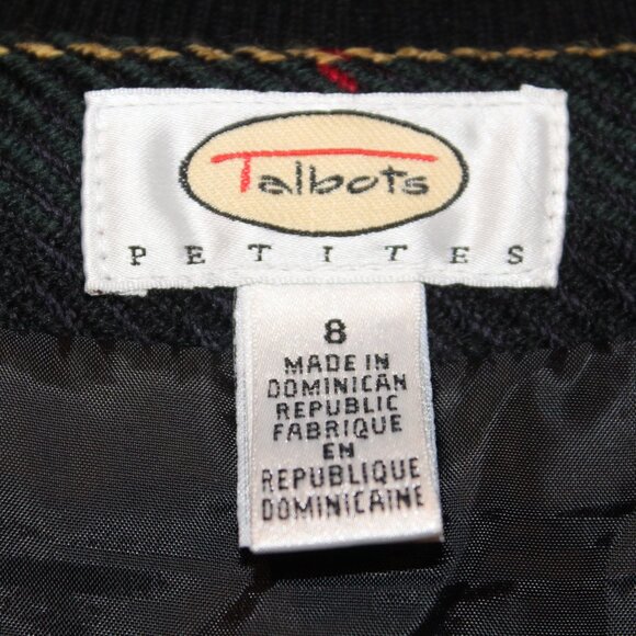 Talbots Wool Wrap SKIRT Black/Green Tartan Red Yellow Plaid Button Closure Sz 8P - Picture 6 of 6